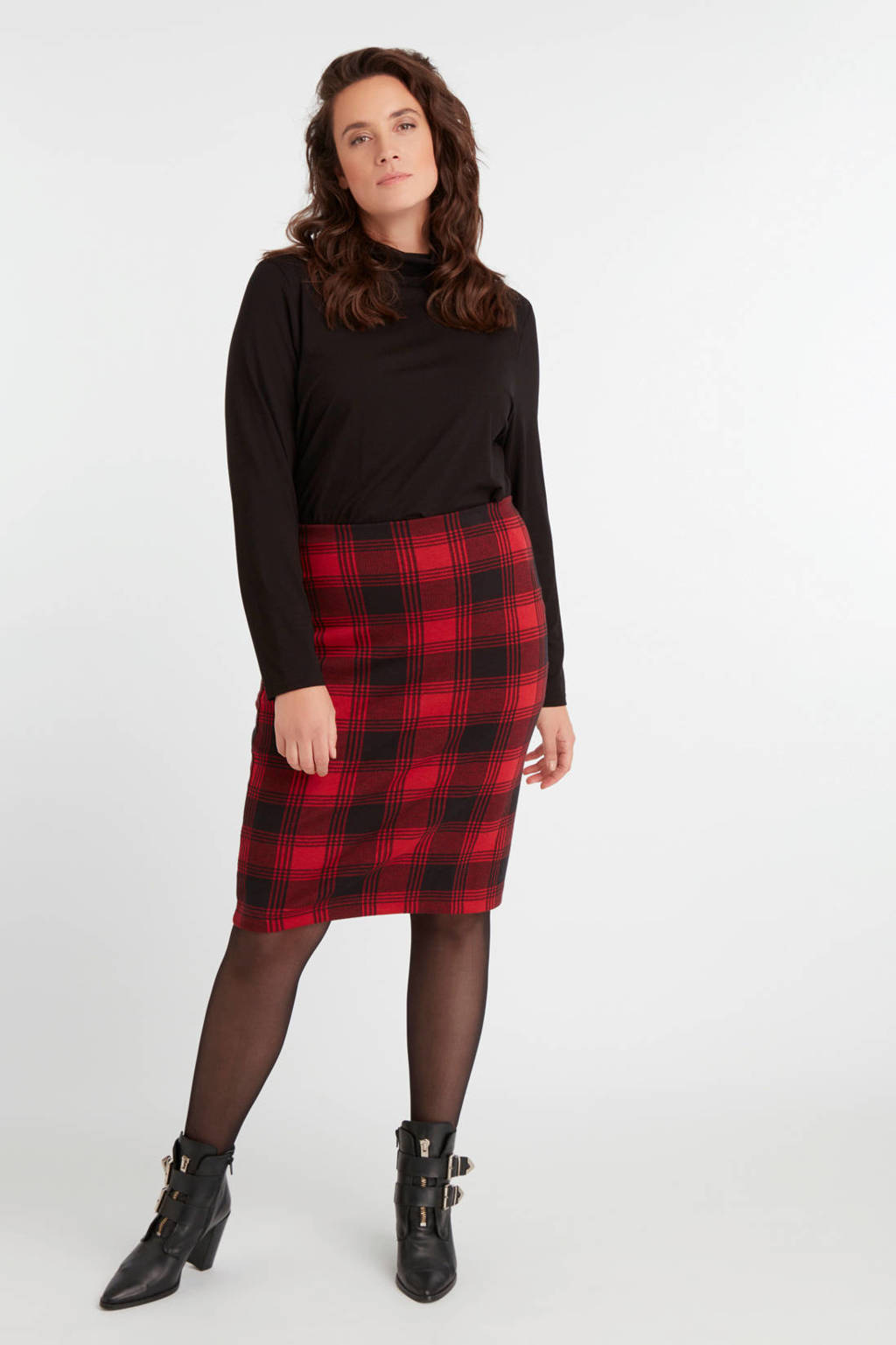 Stewart Island Vriend verdrietig MS Mode geruite rok rood/zwart | wehkamp