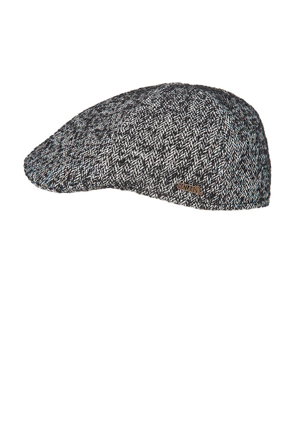 HATLAND flatcap zwart, Zwart/wit