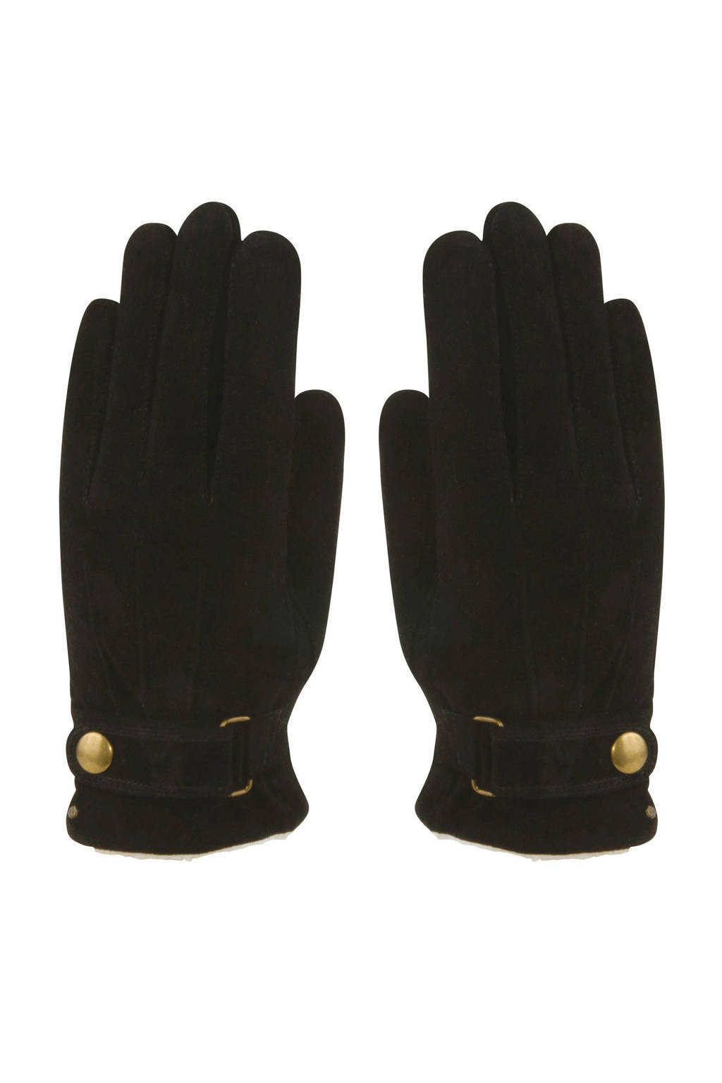 HATLAND leren suède handschoenen zwart, Zwart