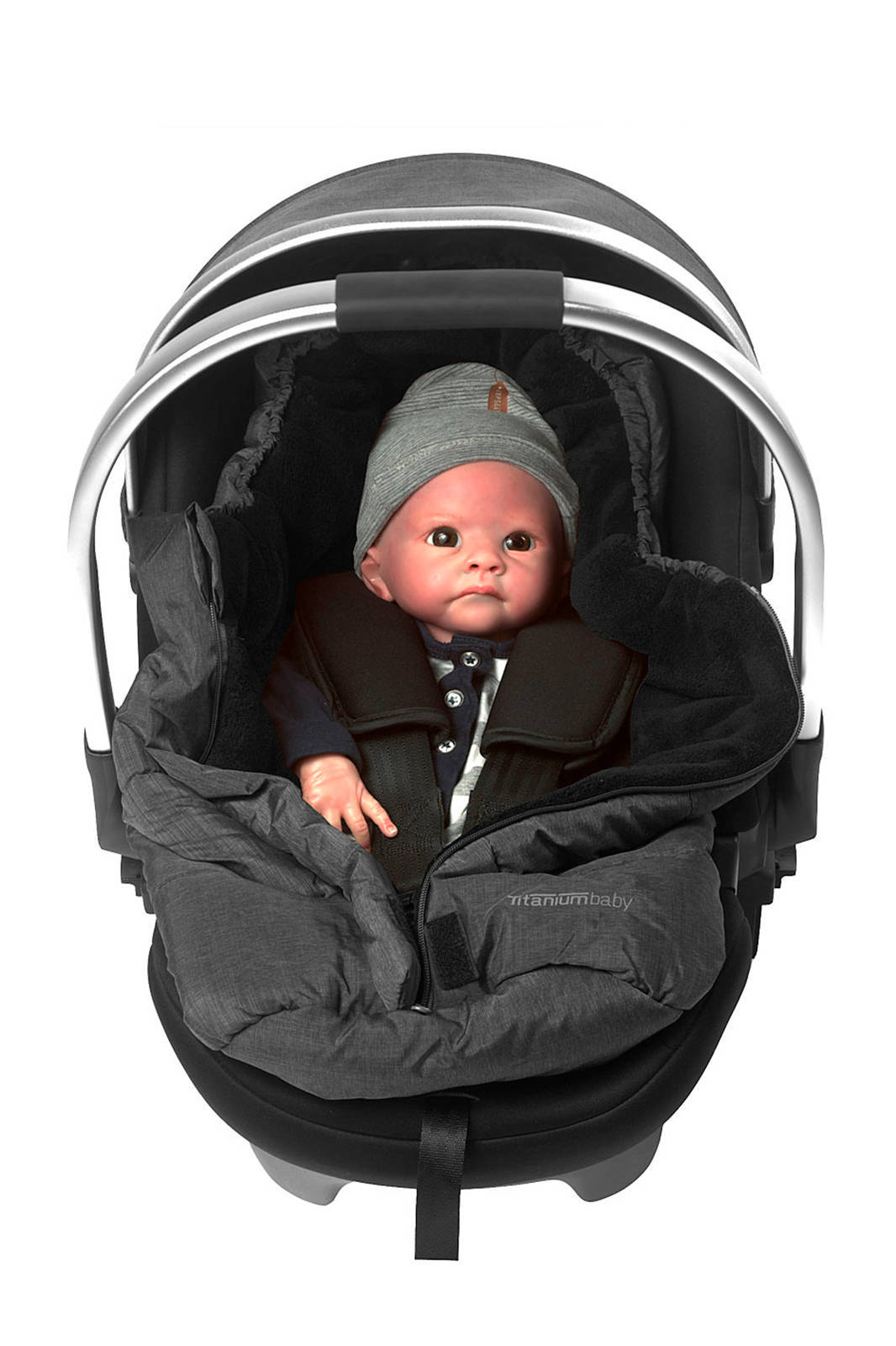 Titaniumbaby voetenzak autostoel grijs | wehkamp