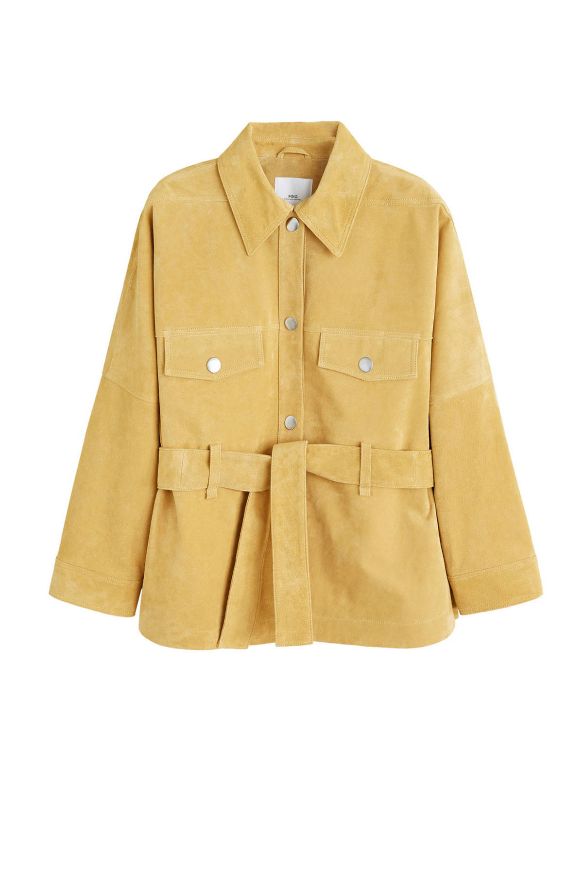 Mango suede jasje met ceintuur zachtgeel | wehkamp Mango suède jas | wehkamp
