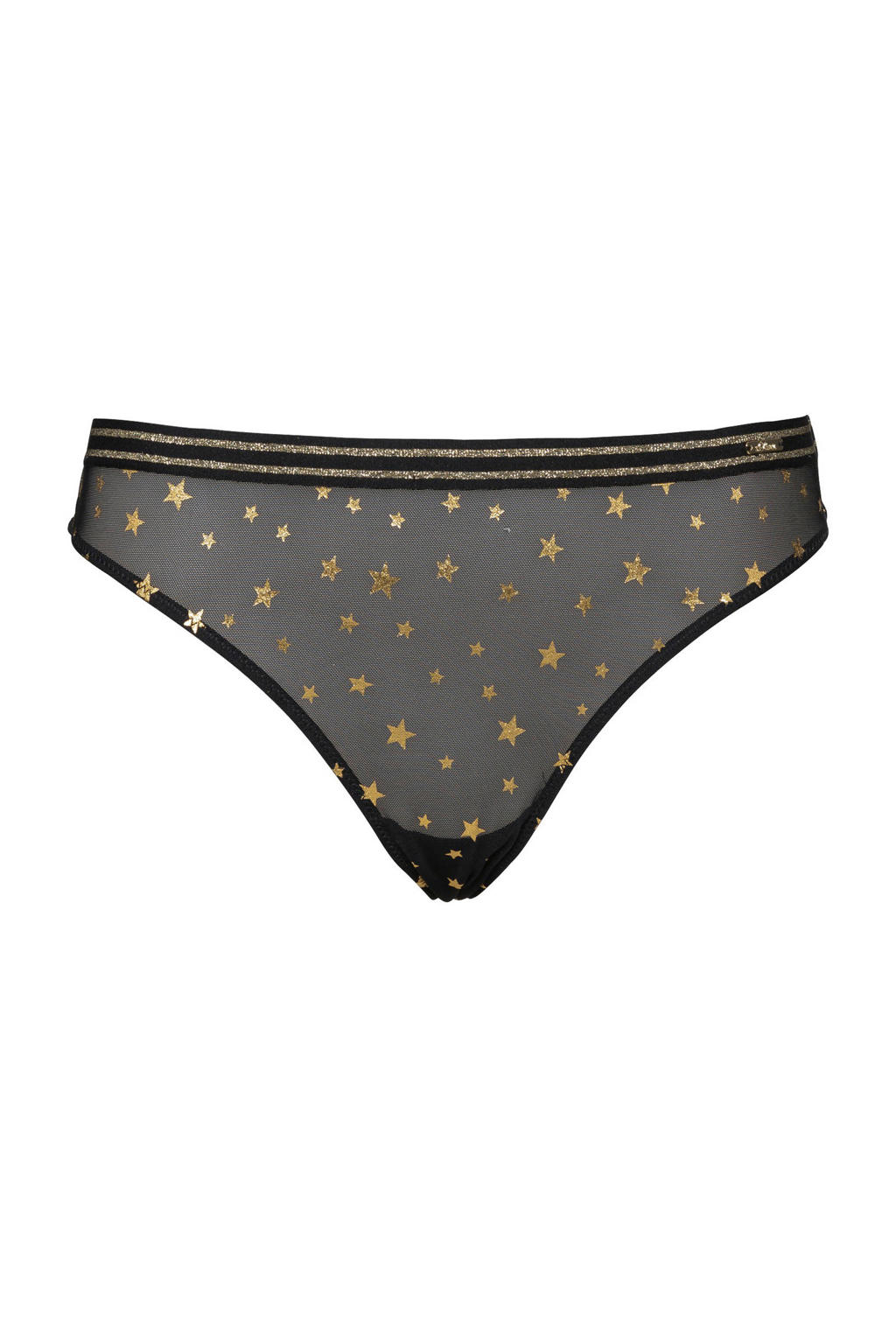 s.Oliver string met all over print zwart/goud | wehkamp