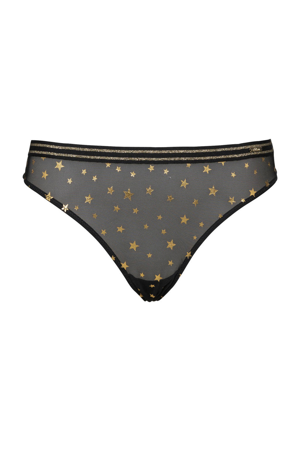 s.Oliver string met all over print zwart/goud | wehkamp