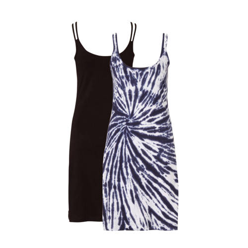 anytime set van 2 katoenen strandjurkjes, met Tie dye blauw anytime set van 2 katoenen strandjurkjes, met Tie dye blauw