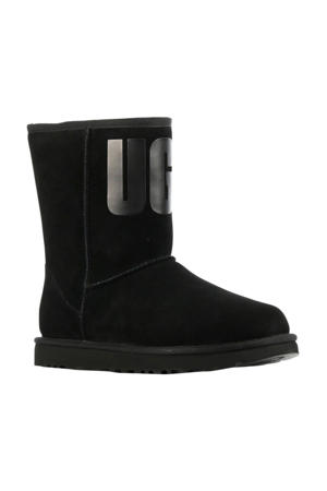 Classic Short Logo suède enkelboots zwart