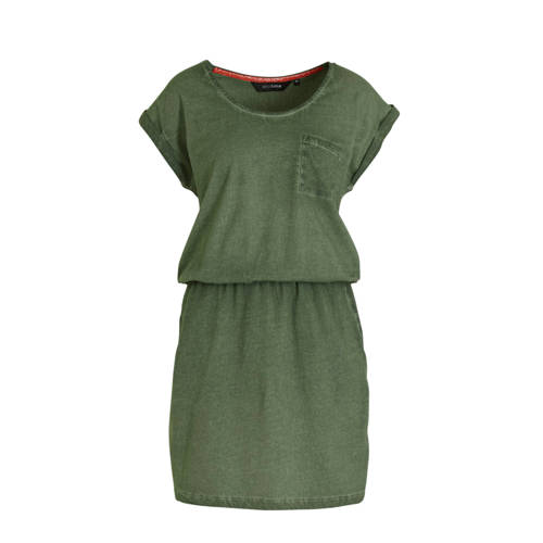 anytime katoenen jurk met used look groen