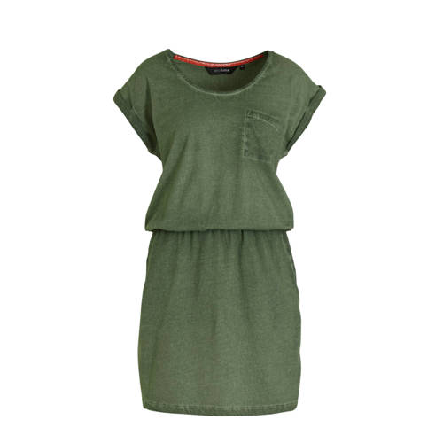 anytime katoenen jurk met used look groen anytime katoenen jurk met used look groen