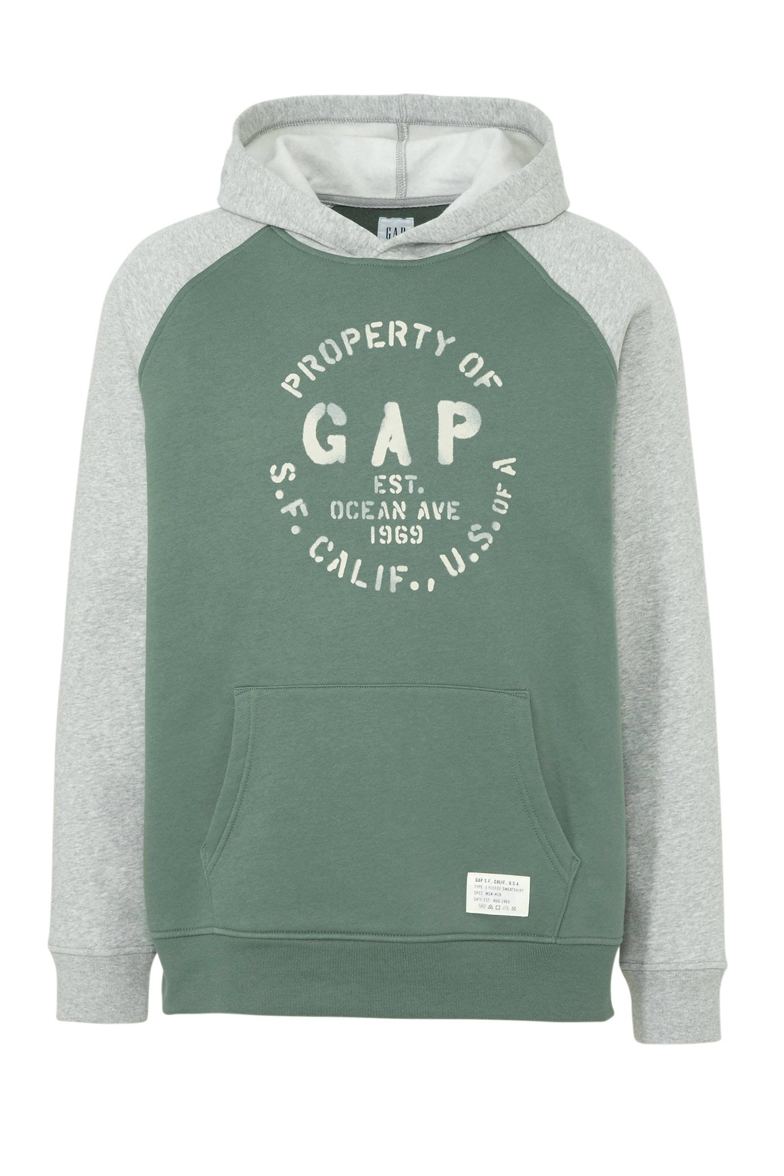GAP hoodie met printopdruk groengrijs | wehkamp GAP hoodie met printopdruk grijs | wehkamp