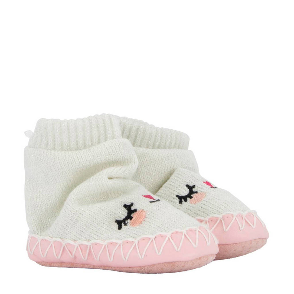 HEMA babyslofjes wit/roze, Gebroken wit
