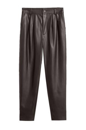 imitatieleren straight fit broek zwart