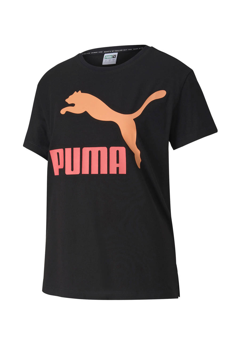 Puma sport T-shirt zwart, Zwart/oranje/koraalrood