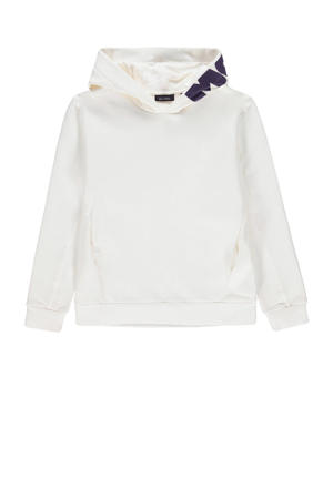 hoodie met tekst ecru/donkerblauw