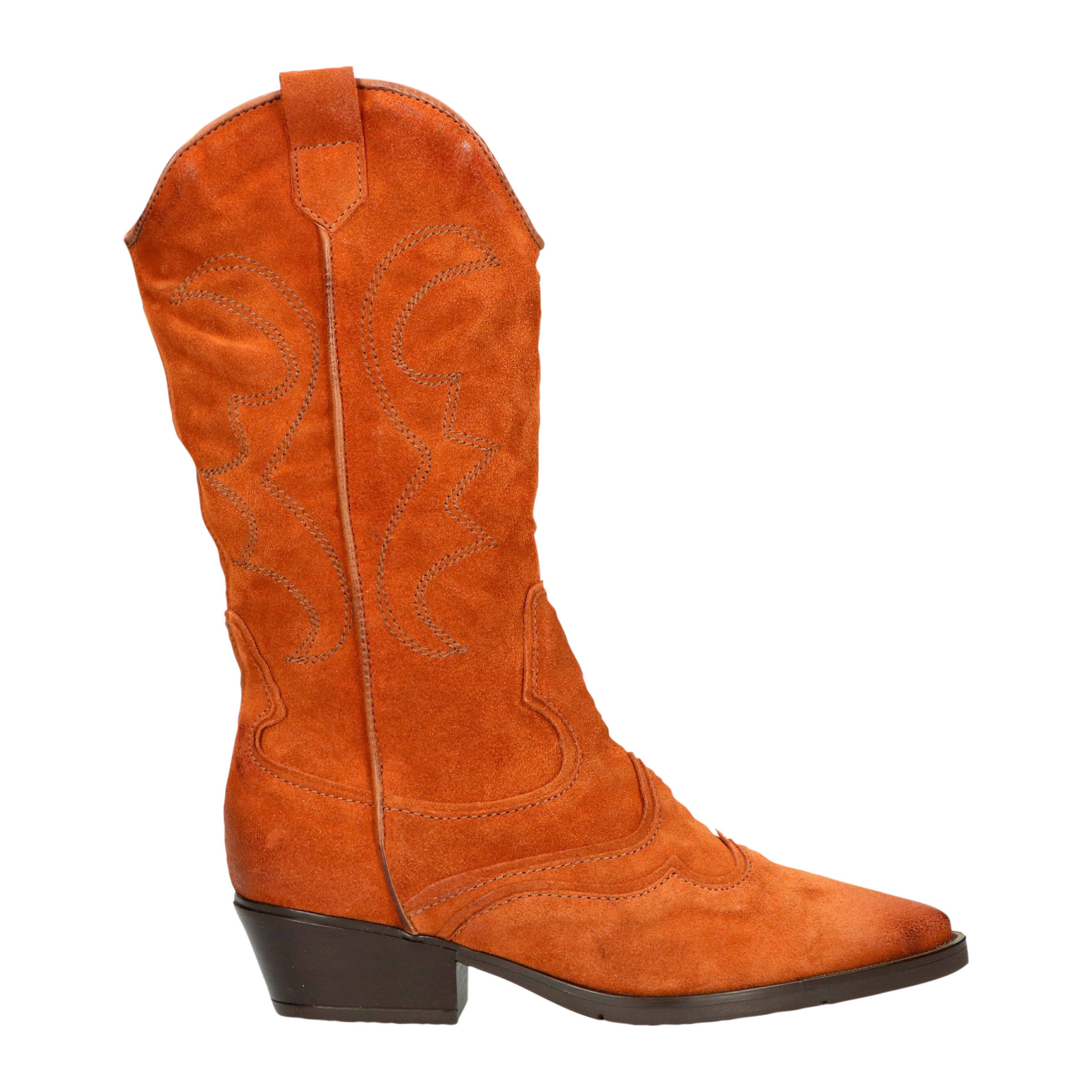 Mjus 240318 suède cowboylaarzen cognac | wehkamp
