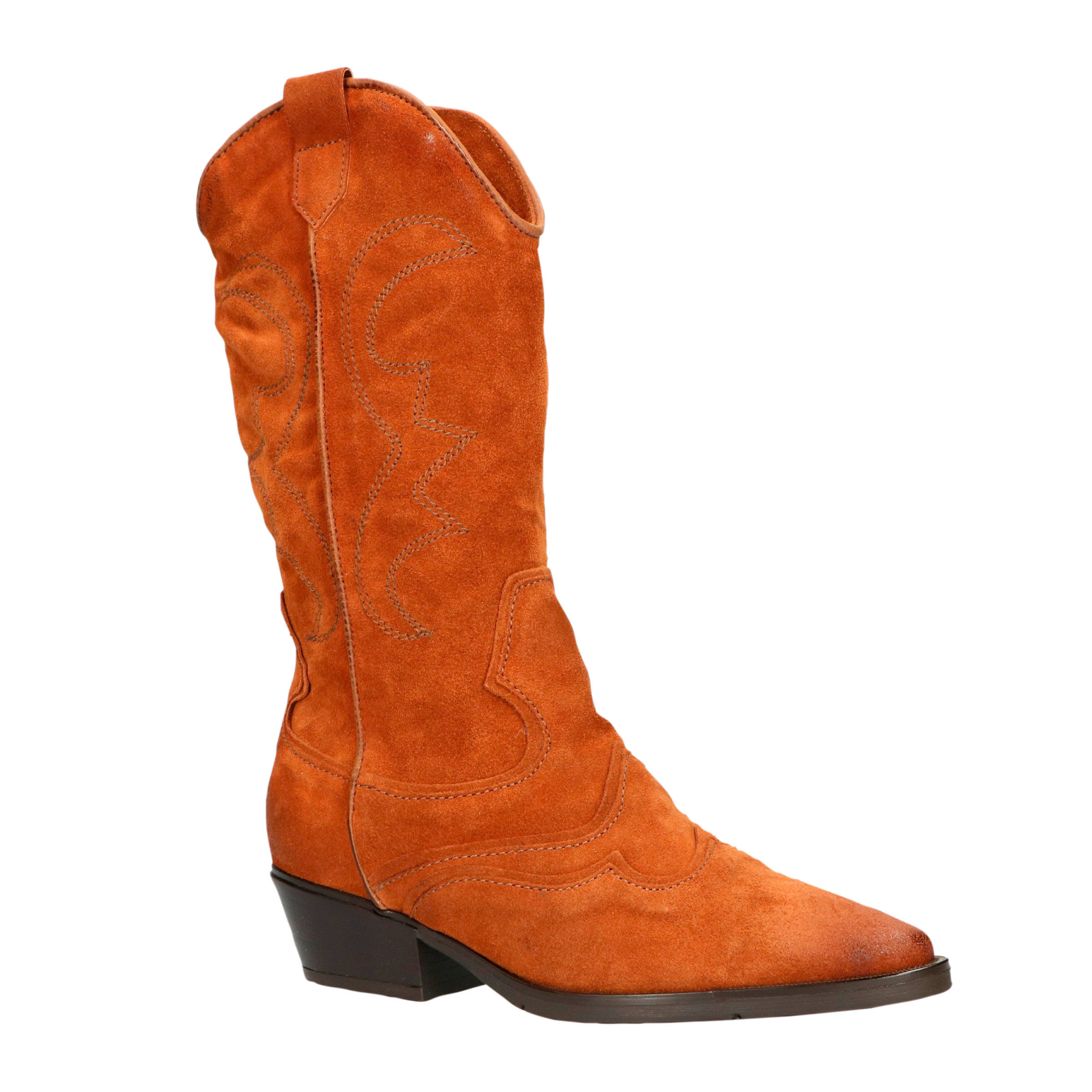 Mjus 240318 suède cowboylaarzen cognac | wehkamp