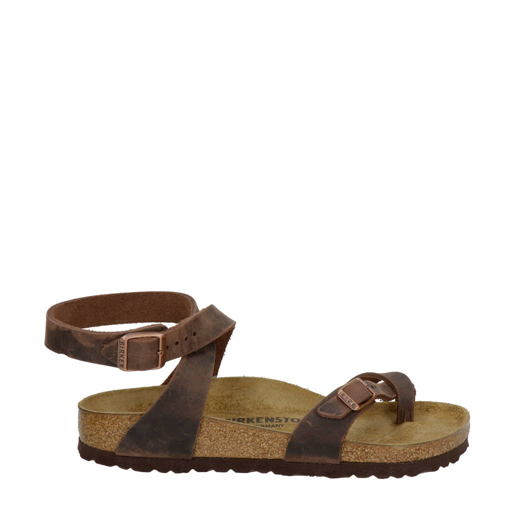 Leegte houding Voor type Birkenstock Yara leren sandalen bruin | wehkamp