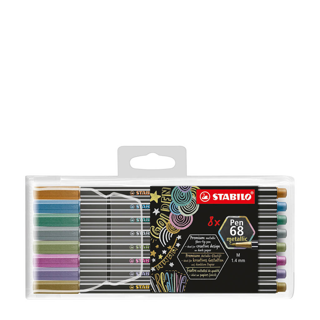 STABILO Pen 68 metallic etui (8 st.), Multicolor