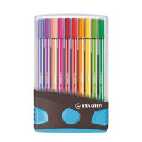 STABILO Premium Viltstift - Pen 68 - ColorParade - Antraciet/Lichtblauw - Set Met 20 Verschillende Kleuren, Multicolor