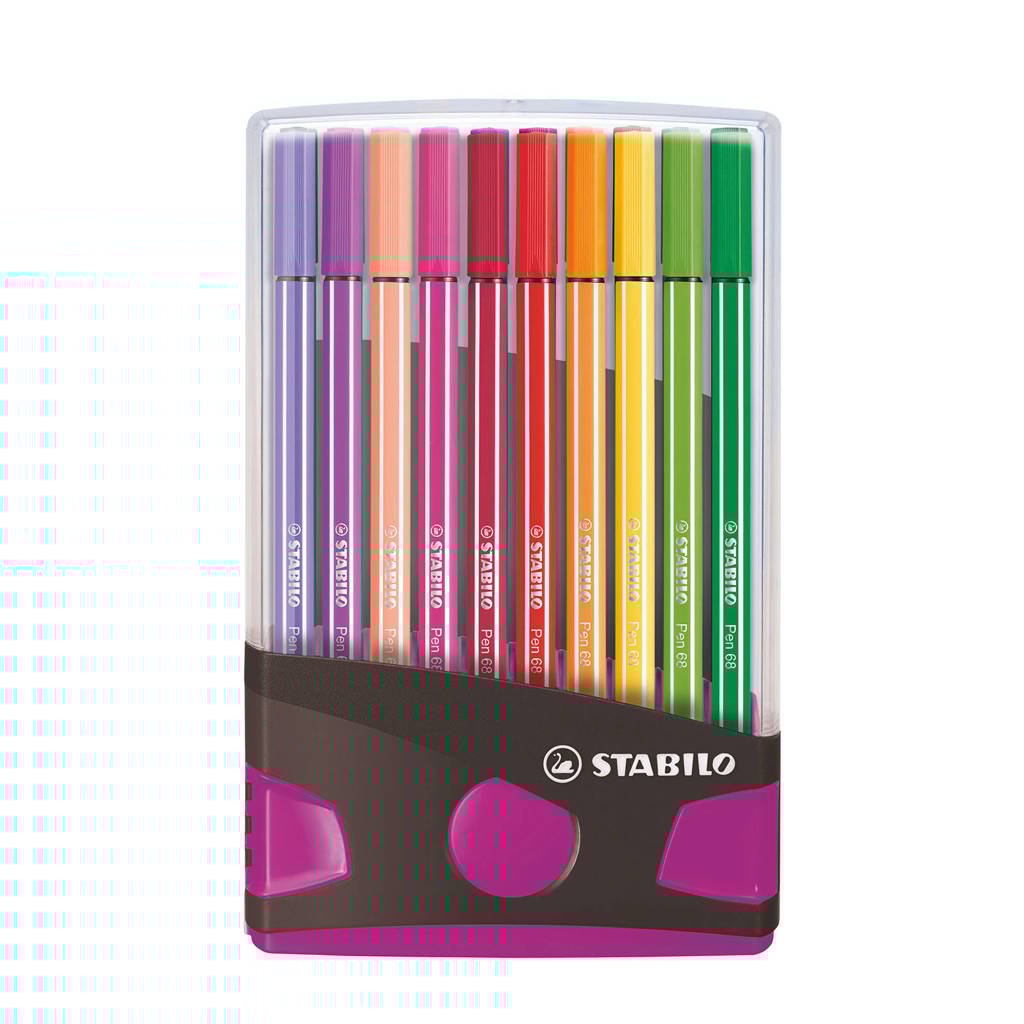 Stabilo Pen 68 ColorParade antraciet/roze (20 st.), Multicolor