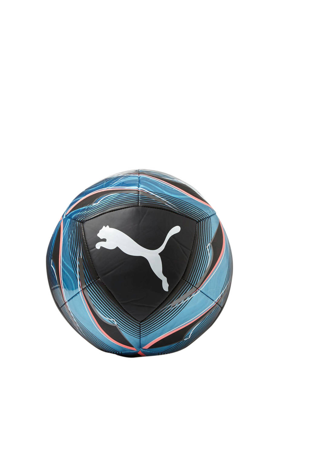 Puma voetbal zwart/blauw maat 5, Zwart/blauw/roze