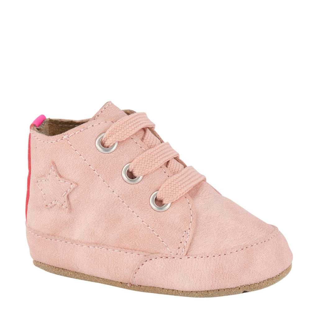 Roze meisjes Elefanten leren babyschoenen met veters