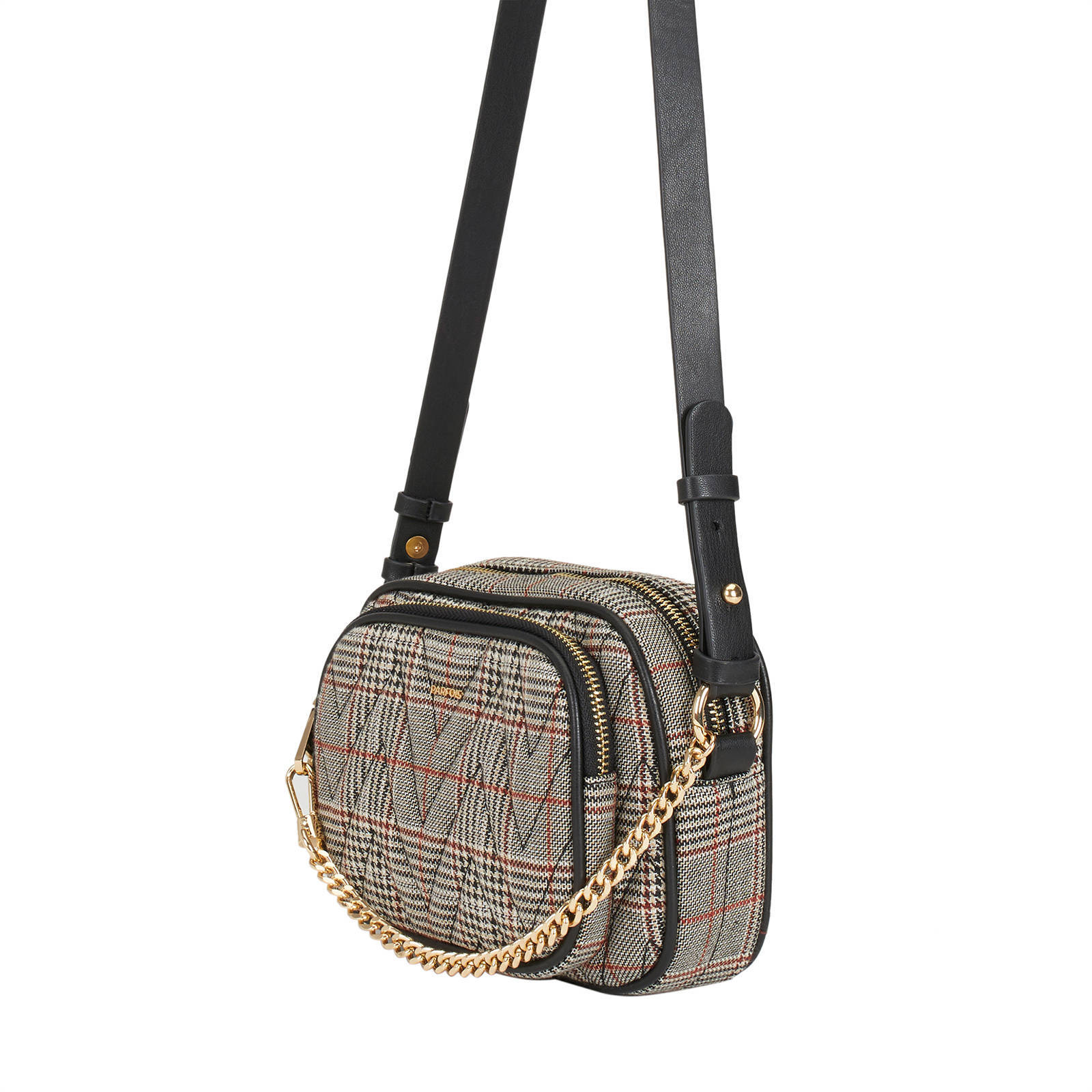 Parfois geruite crossbody tas roze
