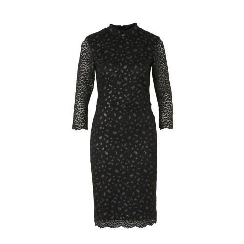 ESPRIT Women Collection jurk met all over print en kant zwart goud ESPRIT Women Collection jurk met all over print en kant zwart goud