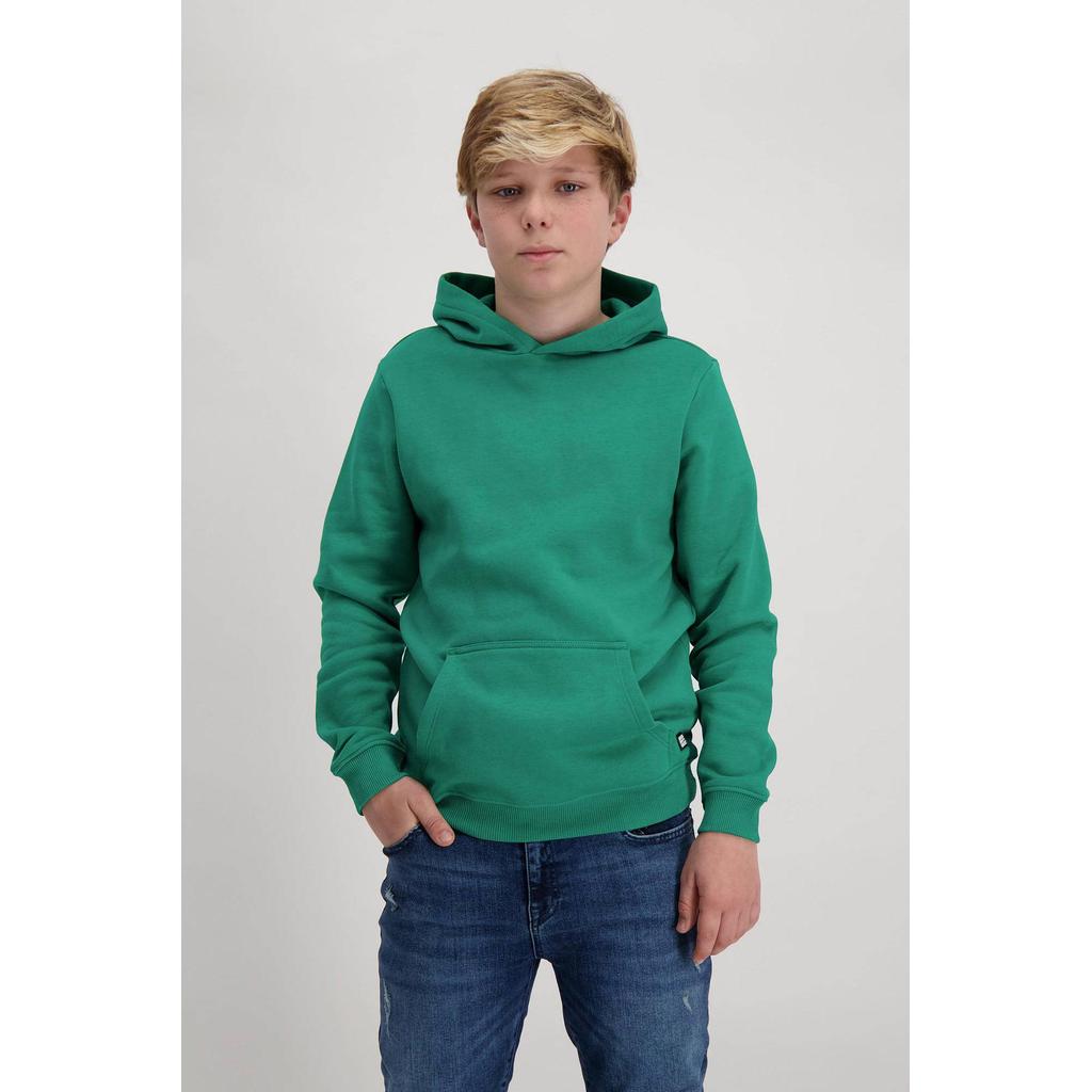 Groene jongens en meisjes Cars unisex hoodie Kimar van sweat materiaal met effen, lange mouwen en capuchon