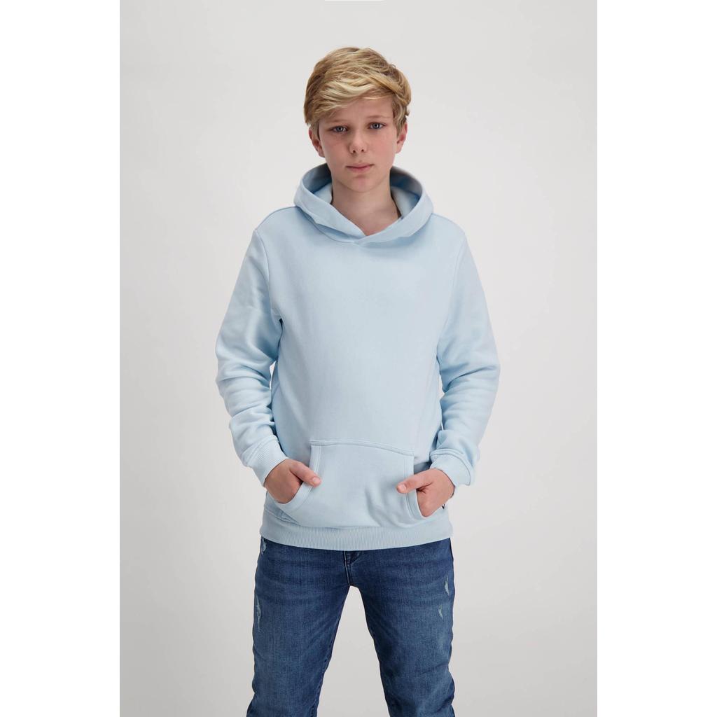 Lichtblauwe jongens en meisjes Cars unisex hoodie Kimar van sweat materiaal met effen, lange mouwen en capuchon