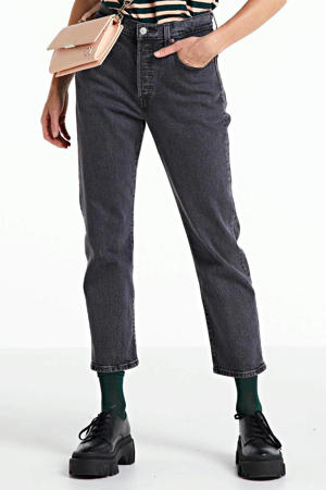 501 crop straight jeans grijs