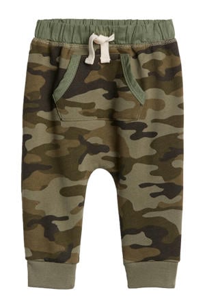 baby broek met camouflageprint donkergroen/groen