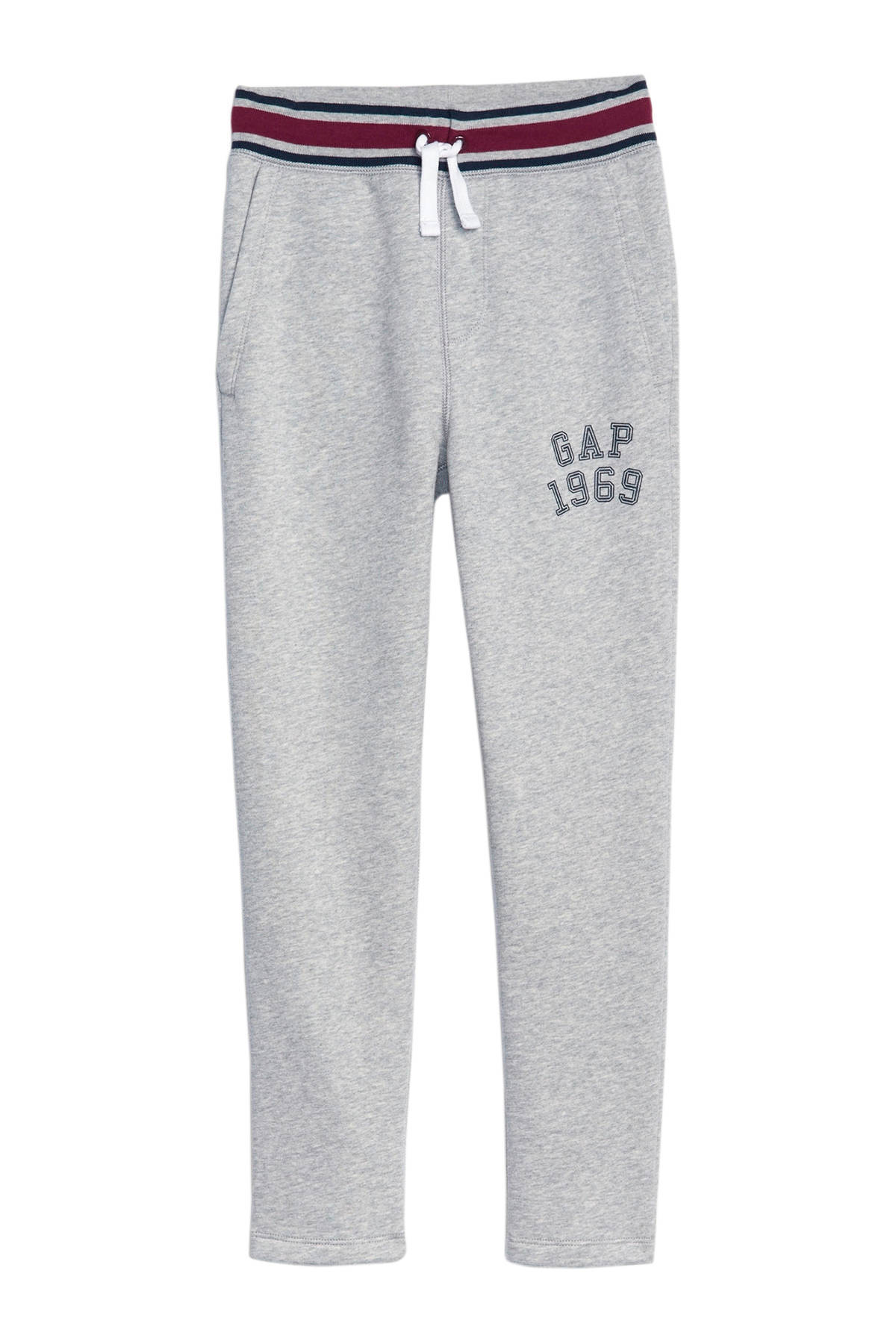 GAP joggingbroek met logo grijs melange | wehkamp