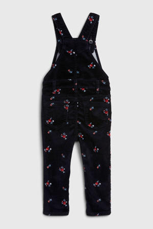 tuinbroek met bloemendessin donkerblauw