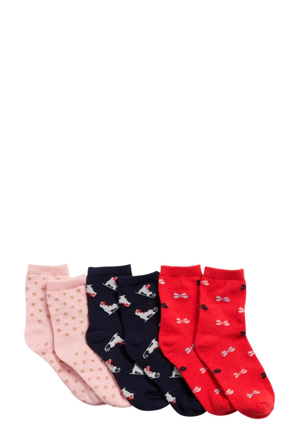 GAP sokken set van 3 paar, Rood/marine/roze