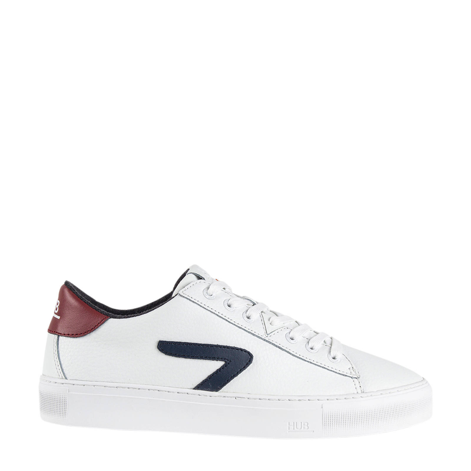 HUB HOOK CS Z-STITCH leren sneakers wit/blauw/rood | wehkamp