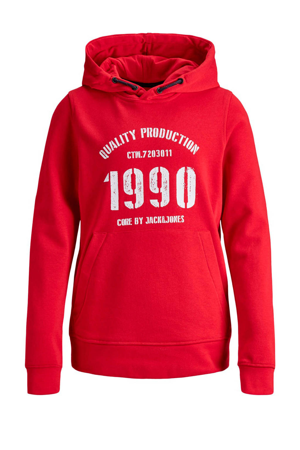 JACK & JONES JUNIOR hoodie Jay met printopdruk rood/wit, Rood/wit