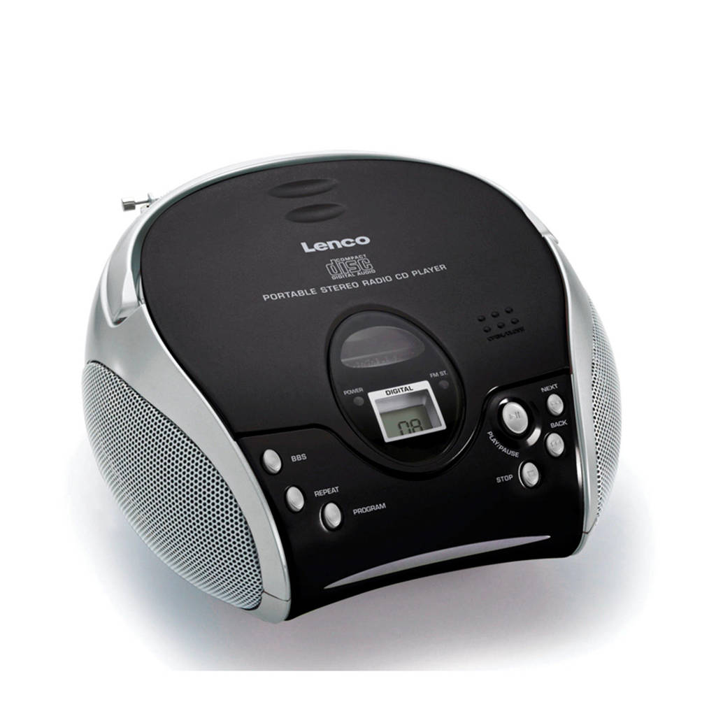 Lenco SCD-24 draagbare radio/CD speler zwart, Zwart/zilver