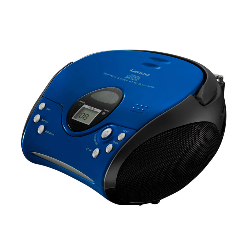 Lenco SCD-24 draagbare radio/CD speler blauw, Blauw/zwart