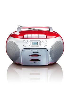 SCD-420 draagbare radio/casette- en CD speler zilver/rood