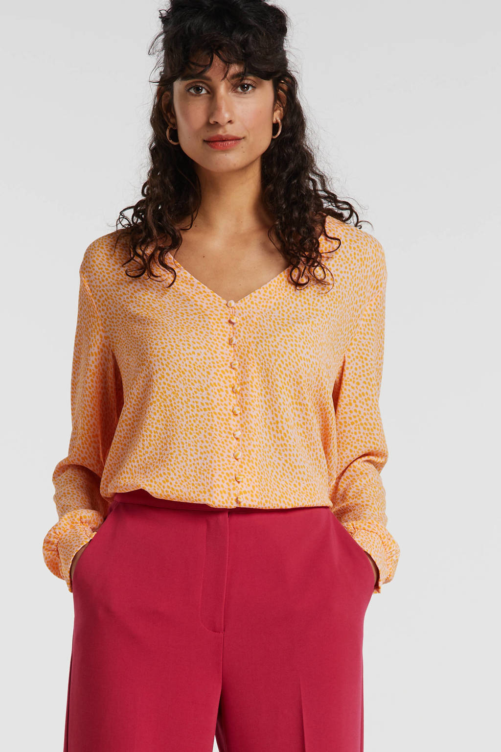 Modström blouse Beth met all over print oranje, Oranje