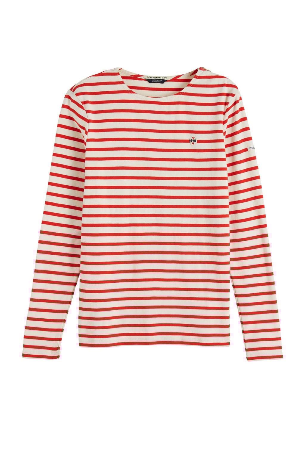 Scotch & Soda gestreepte top wit/rood, Wit/rood