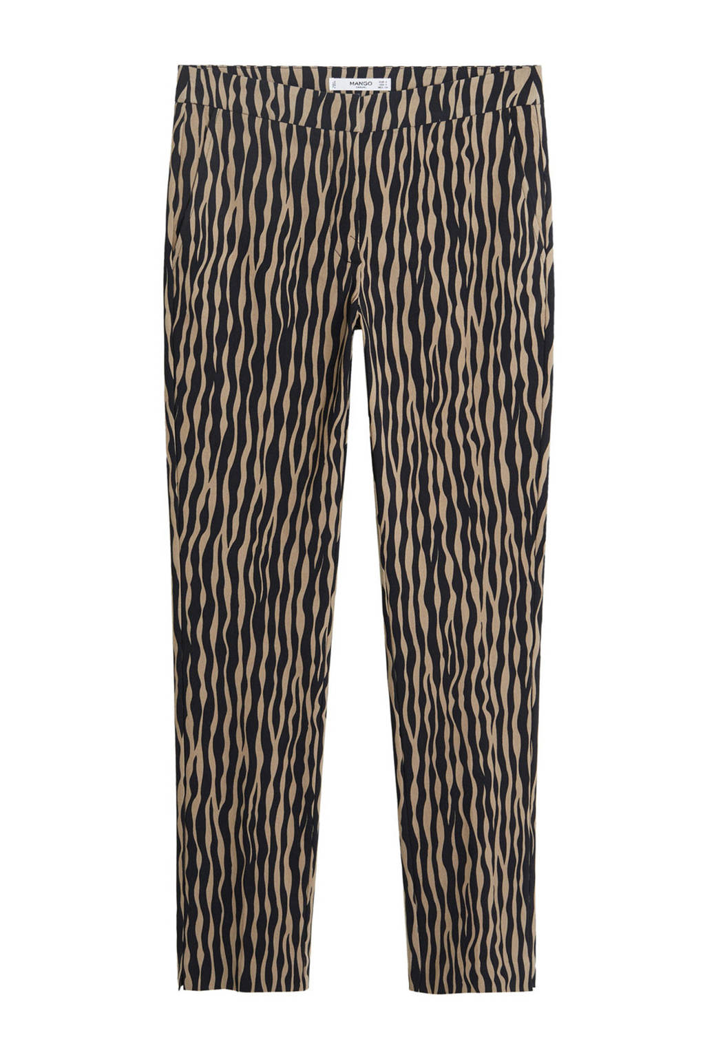 Mango straight fit broek met all over print lichtbeige/zwart, Lichtbeige/zwart