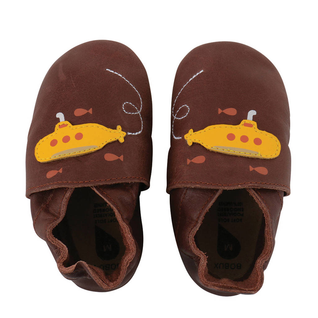 Bobux Soft Soles leren babyslofjes bruin, Bruin/multi
