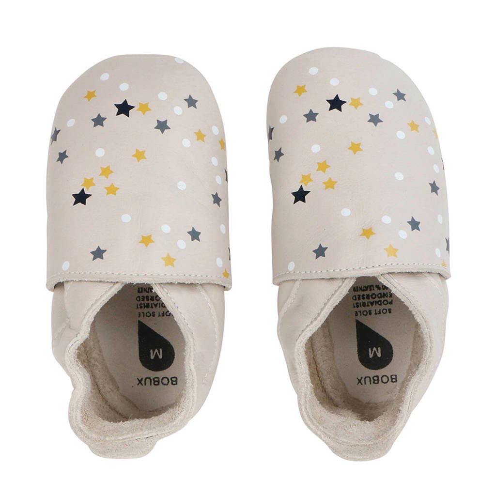 Bobux Soft Soles leren babyslofjes beige, Beige/multi