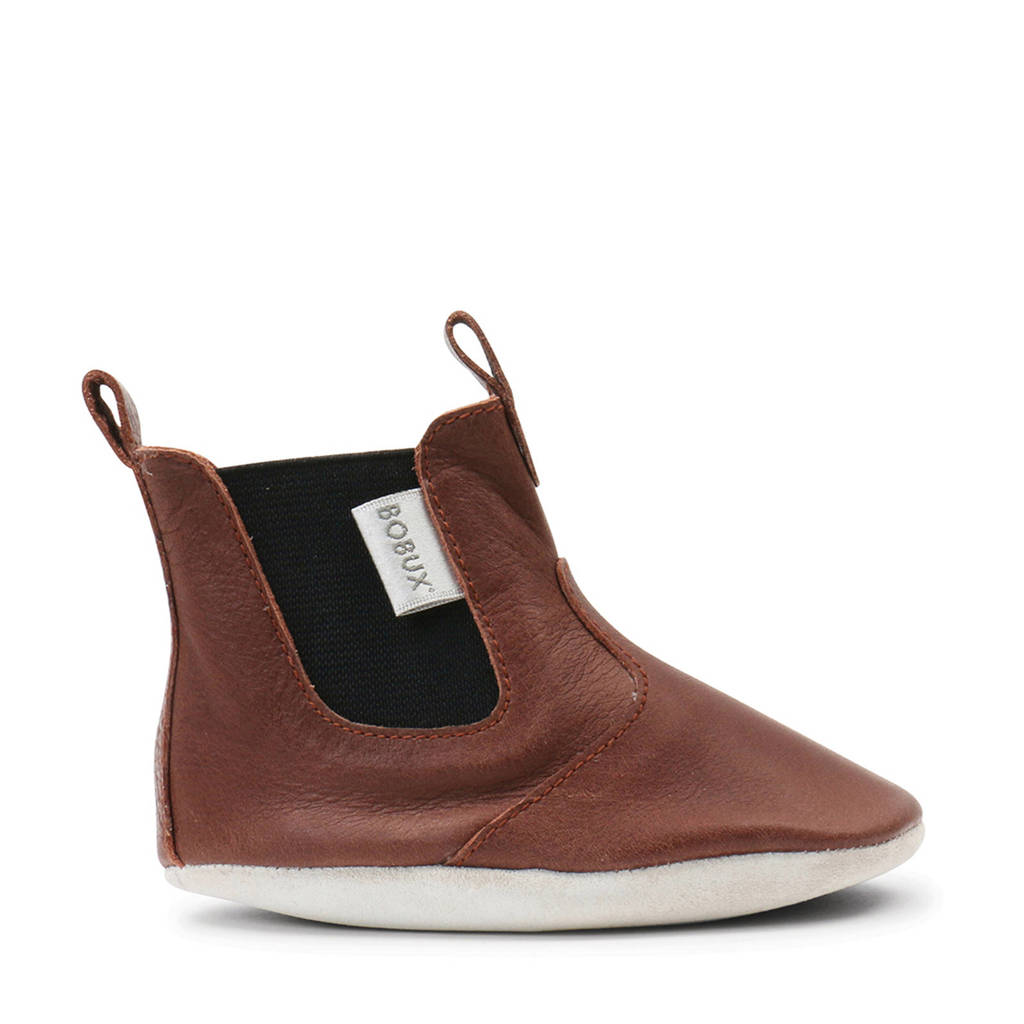Bobux Soft Soles leren babyslofjes bruin, Cognac