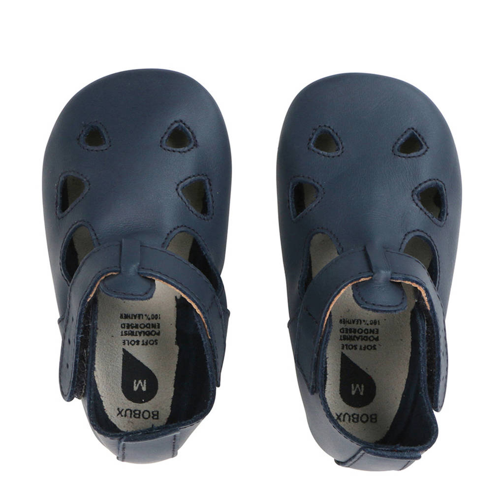 Bobux Soft Soles leren babyslofjes blauw, Blauw/marine
