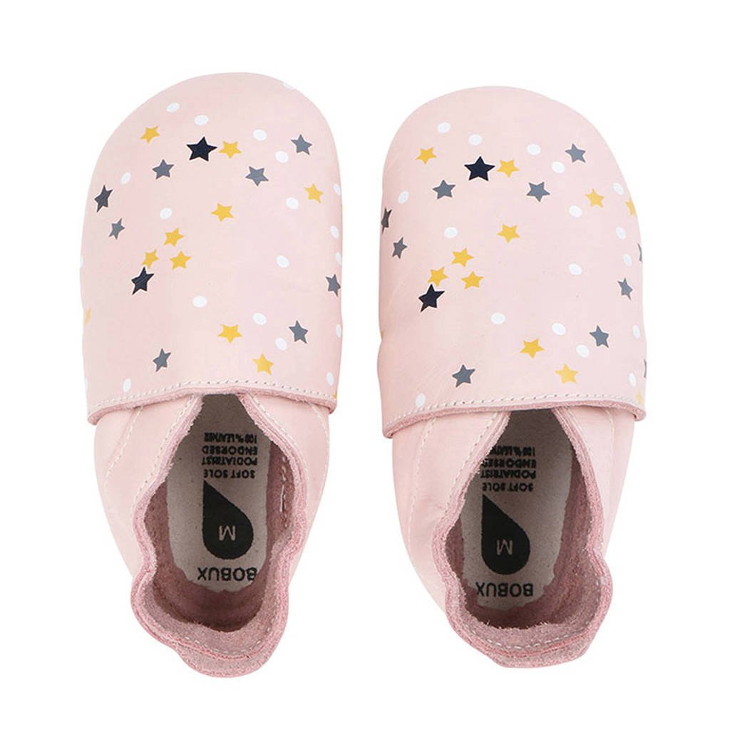 Bobux Soft Soles leren babyslofjes roze, Roze/multi