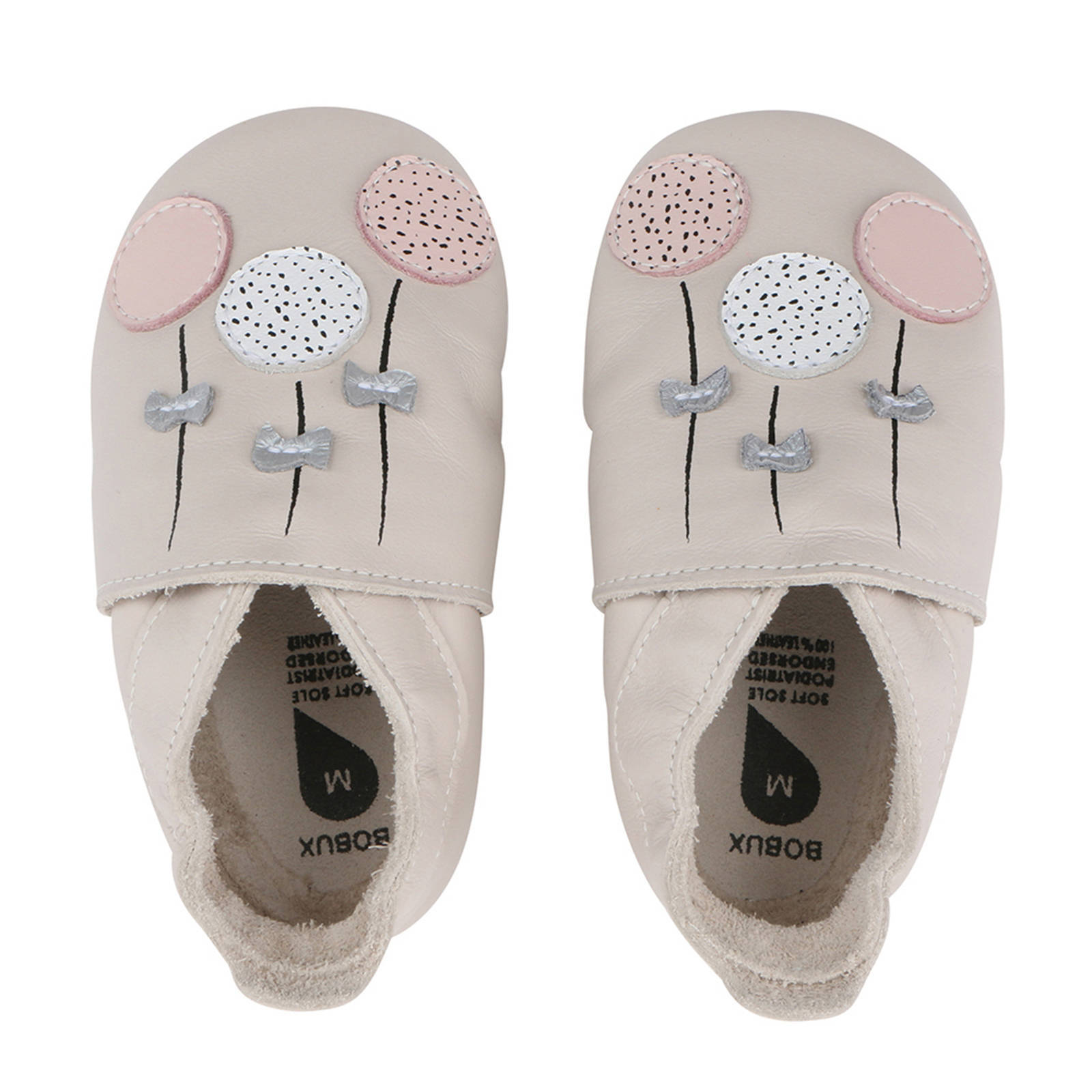 Bobux Soft Soles Wit met navy streepjes Babyslofjes