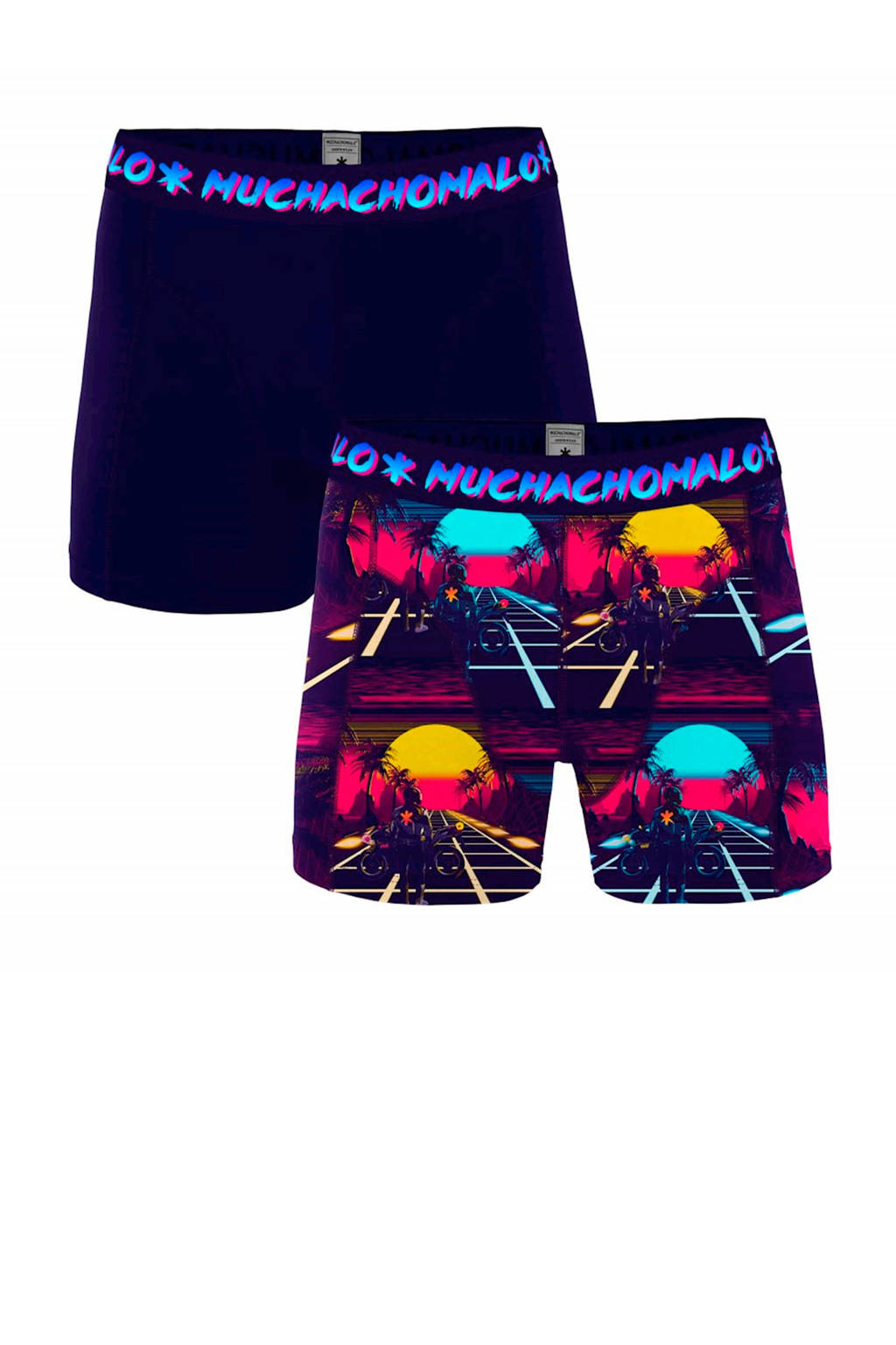 Muchachomalo boxershort Retro Wave - set van 2, Donkerblauw/roze