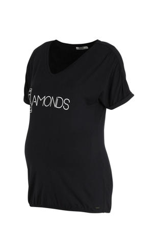 zwangerschapsshirt met tekst donkerblauw/wit