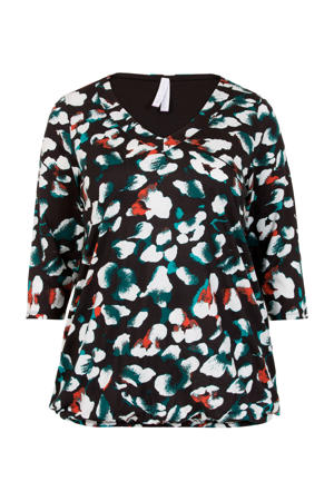 top met all over print zwart
